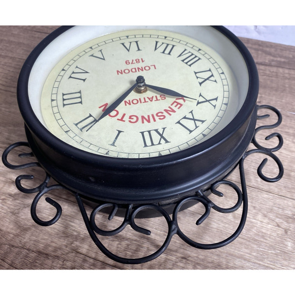 Double Sided Station Wall Clock Black Kensington Station Display Metal Frame 10" - Picture 10 of 12